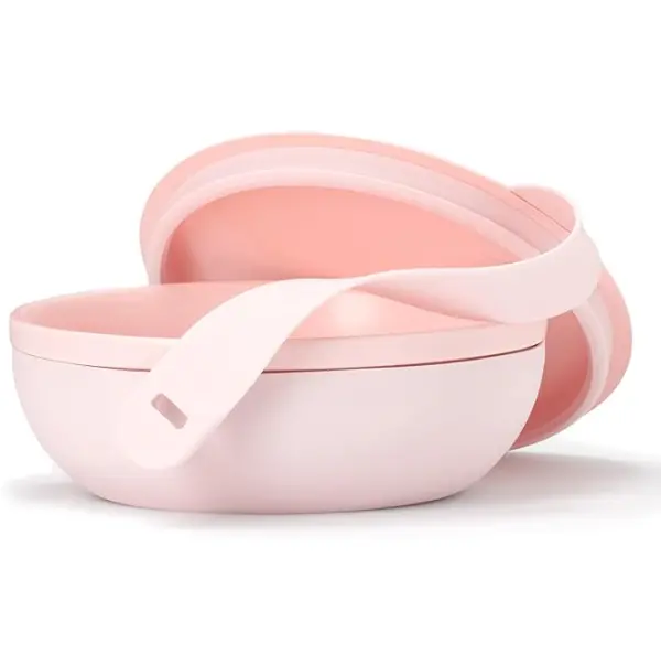 W&P Porter Bowl Lunch Container W/Protective Non-Slip Exterior, Blush 1 Liter | Lid & Snap-Tight Silicone Strap | Food Storage, Bento Box, Meal Prep | Bpa-Free Ceramic 1