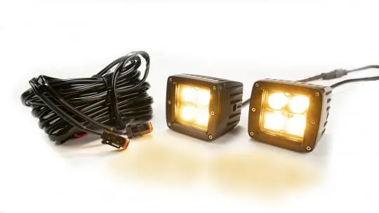 Southern Truck 77911K Chrome-Finished 2-Inch Square Led Cube Light Pair — White/Amber, Includes Wiring Harness 1