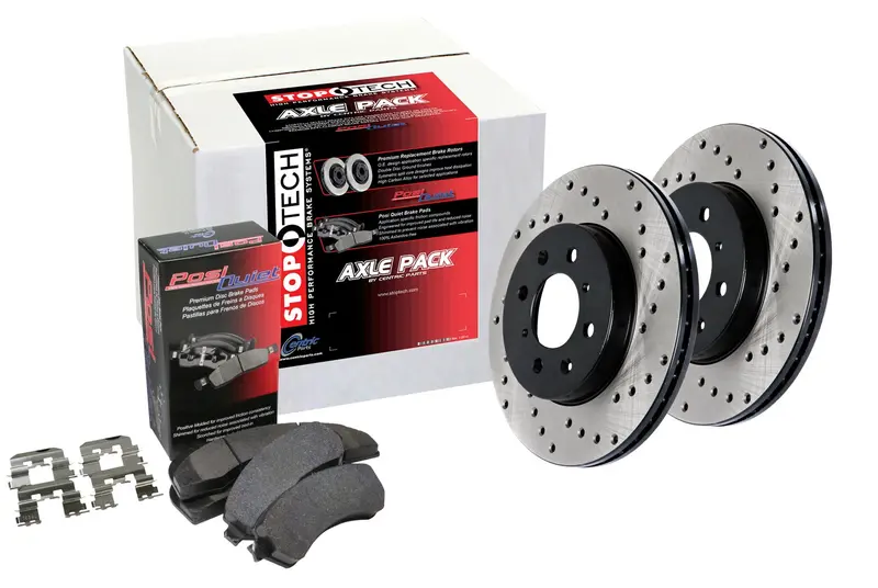 Stoptech 936.44033 Street Axle Pack – Drilled Front & Rear Brake Kit 1