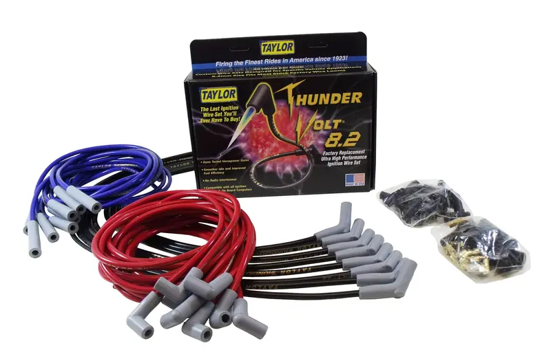 Taylor Cable Thundervolt 8.2Mm Ignition Wire Set – Red Silicone Jacket, Oe-Style Boots 1